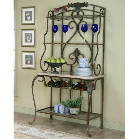 Antique Bronze/Inlaid Marble Baker's Rack